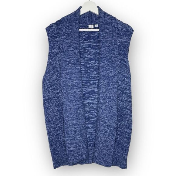GAP Gap For Good Indigo Blue Sleeveless Knit Cardigan Vest Draped Women Size XXL - Picture 1 of 11